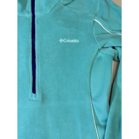 Columbia Omni-Heat Women’s Fleece Pullover Aqua Blue 1/2 Zip Jacket Size Small - Picture 2 of 10